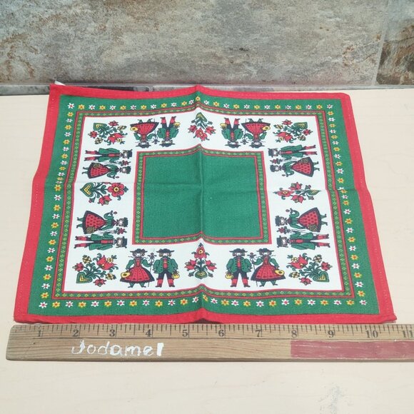 Set of 5 Vintage Cotton Fabric Napkins Traditional Austrian Folk Art Design - Picture 11 of 11